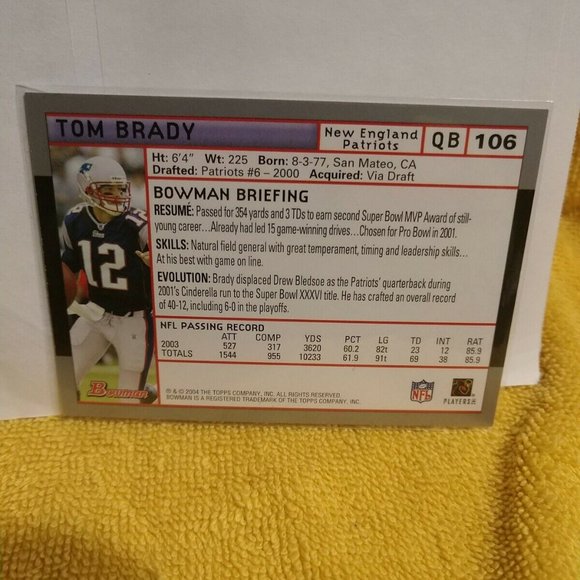 2004 TOM BRADY BOWMAN CHROME CARD #106  READY FOR GRADING NEW (last one) - Picture 7 of 7